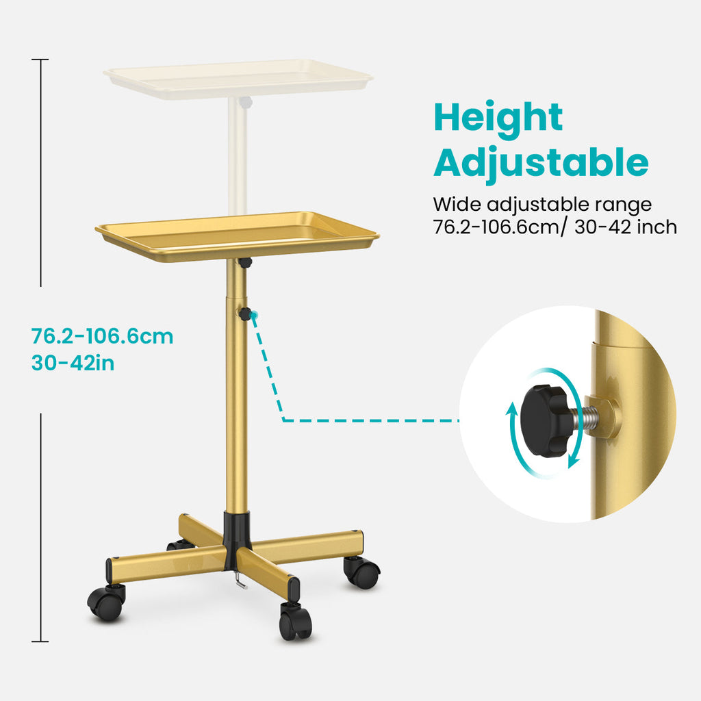 TASALON Aluminum Salon Tray on Wheels - Bronze