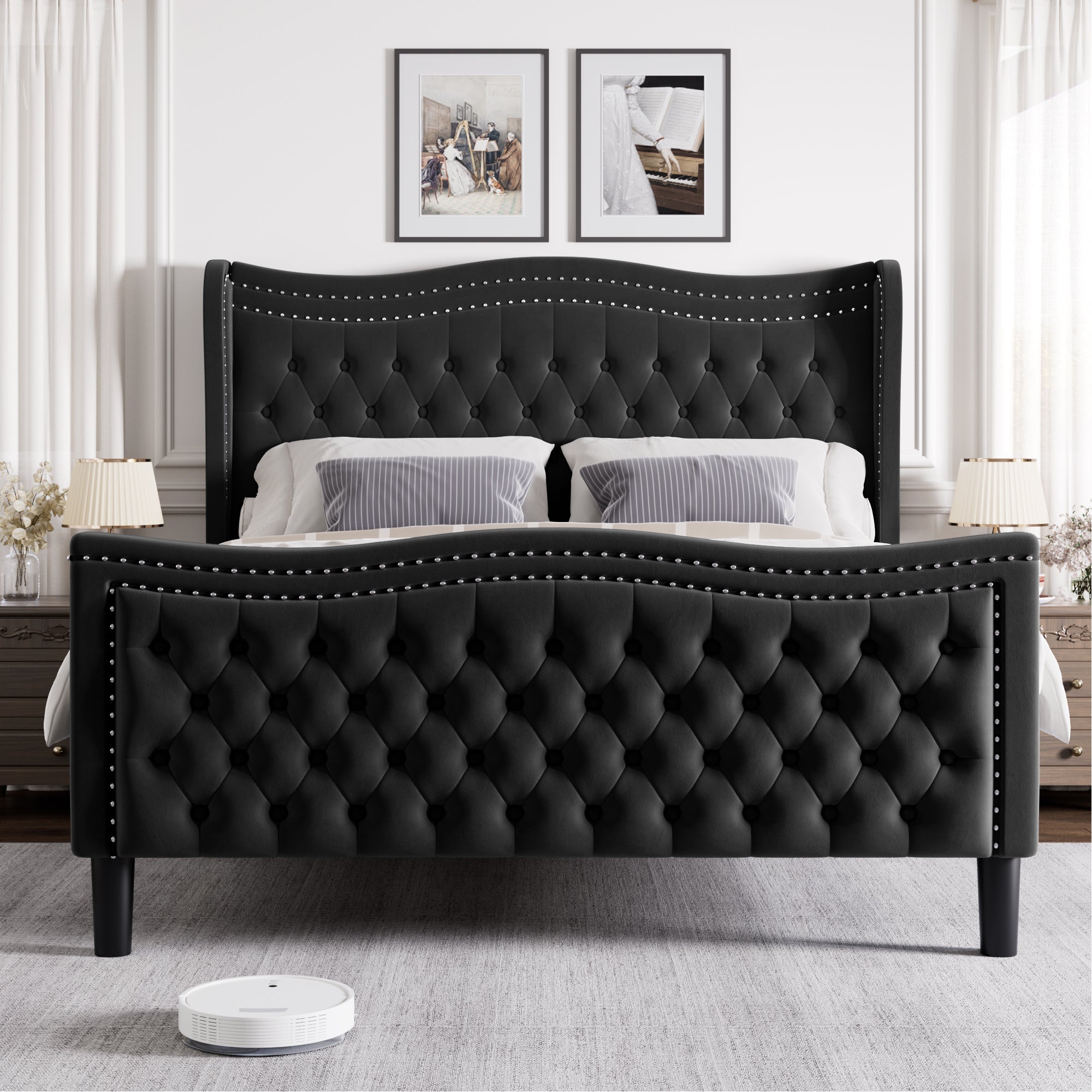 Upholstered Wingback Bed