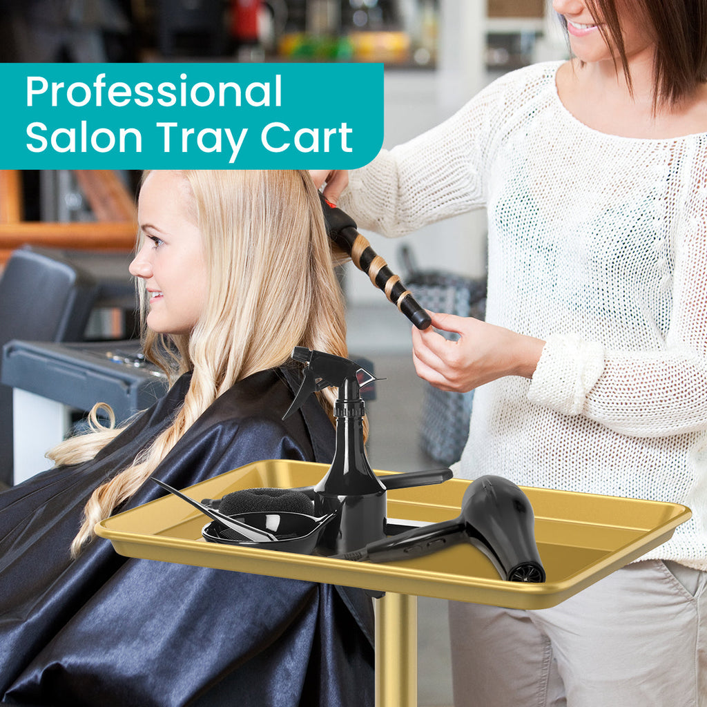 TASALON Aluminum Salon Tray on Wheels - Bronze
