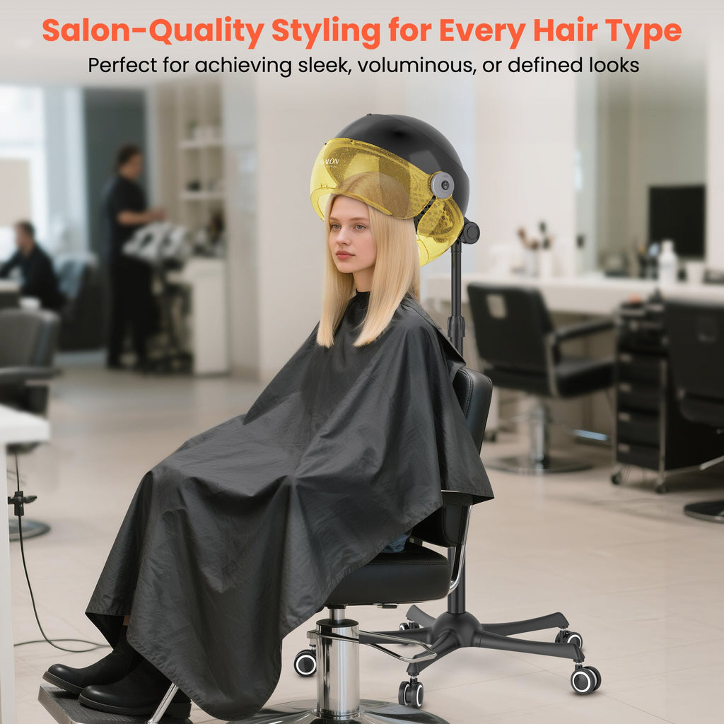 TASALON Ionic Hooded Hair Dryer, 1875W Adjustable Height Standing Bonnet Dryer for Home and Salon - Gold