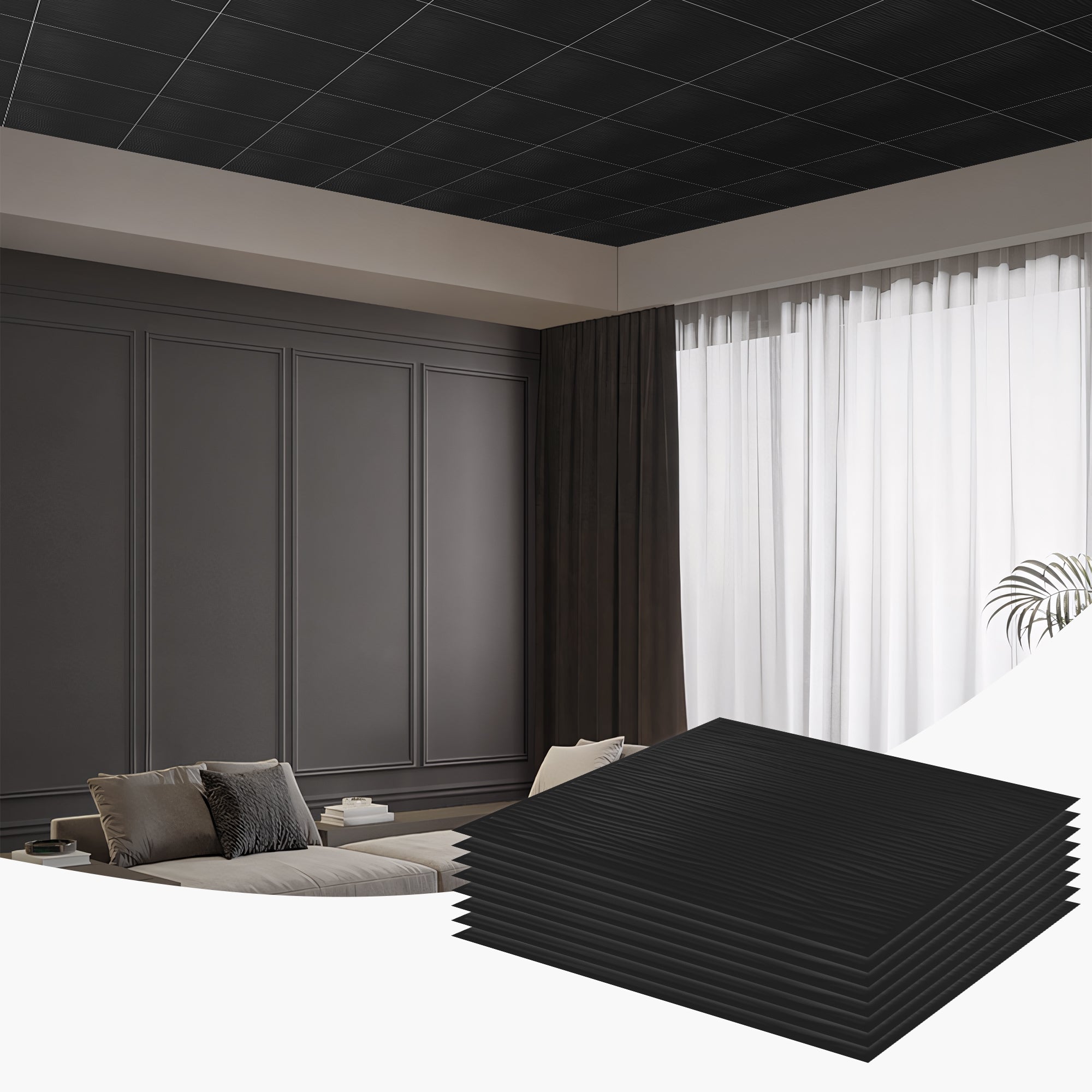 2 ft. x 2 ft. Wavy pattern PVC Lay-in Ceiling Tile (48 sq. ft./case)
