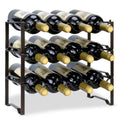 12-Bottle Stackable Metal Wine Bottle Rack in Bronze