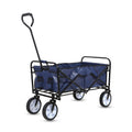 8 cu. ft. Blue Steel Rolling Collapsible Garden Cart Camping Wagon with Swivel Wheels and Adjustable Handle