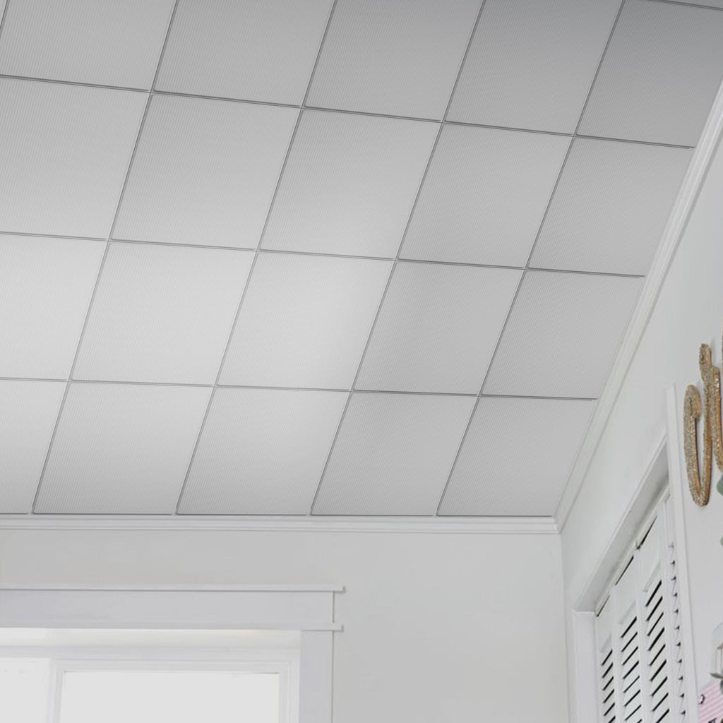 PVC 2 ft. x 2 ft. Stripe Embossing Drop in Ceiling Tile (48 sq.ft./case)