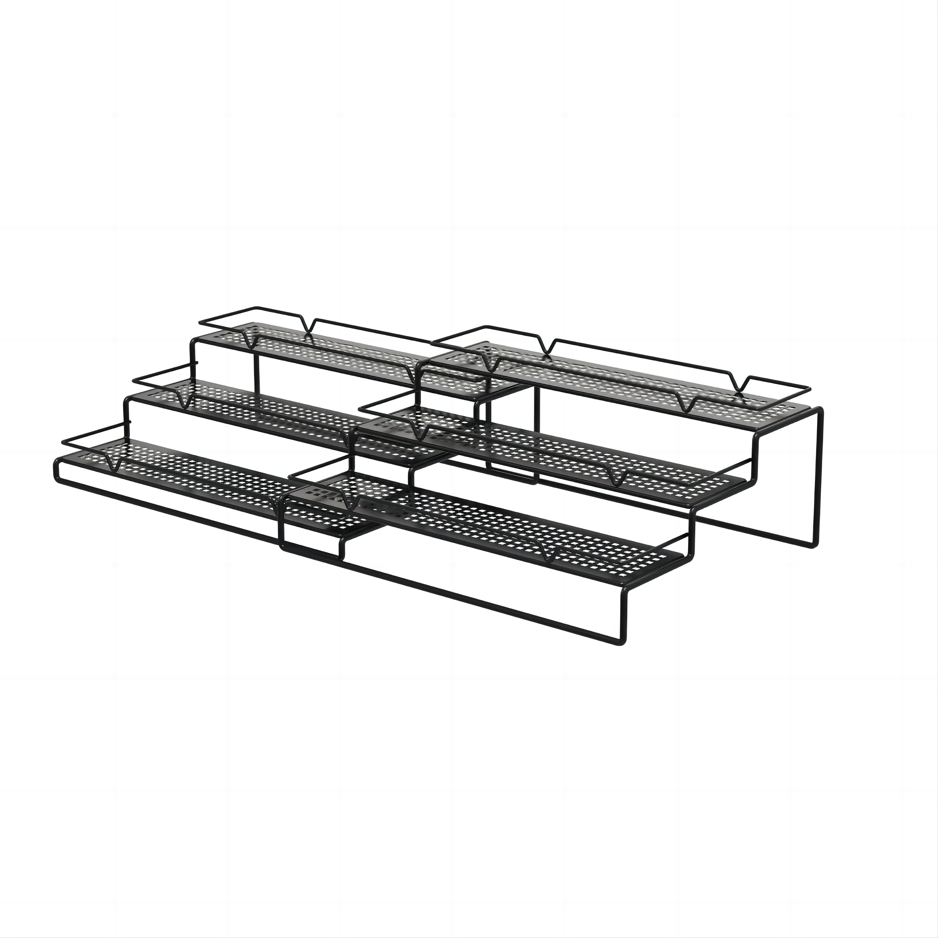 3-Tier Black Metal Wire Adjustable Spice Rack Organizer