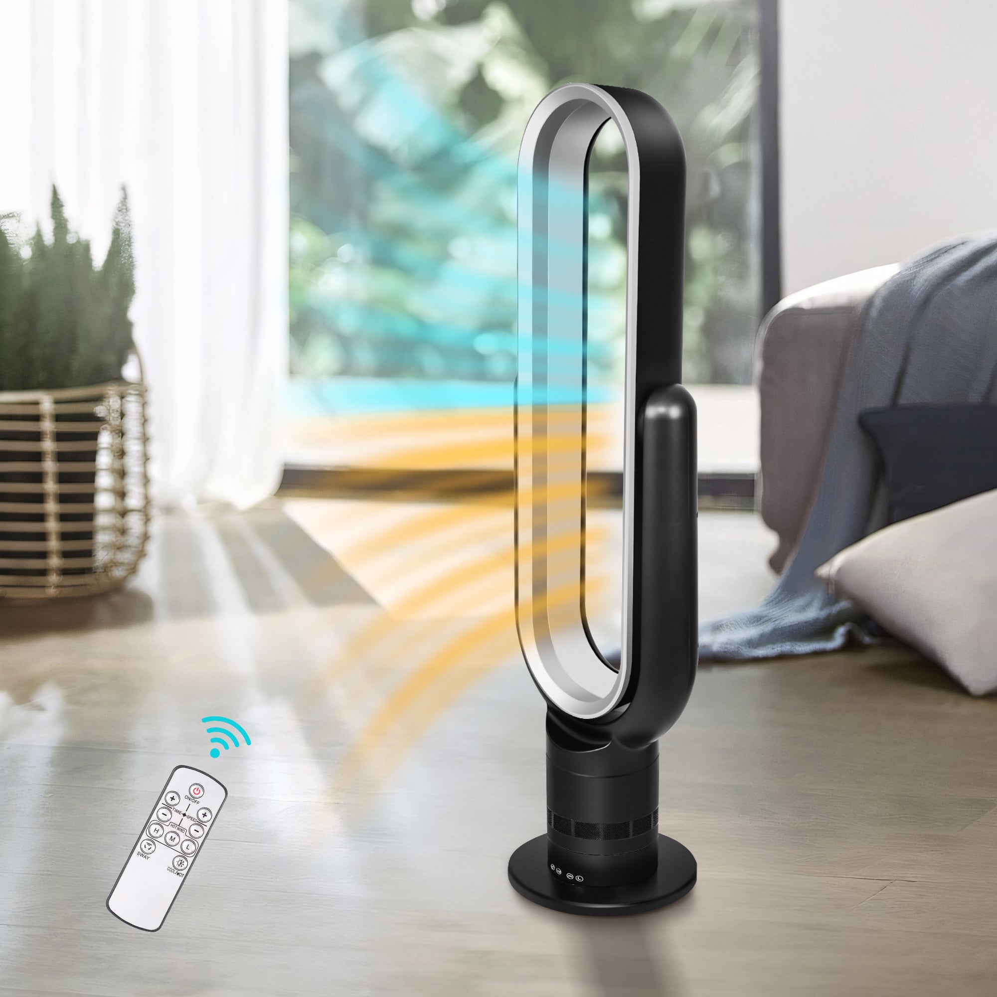 32 in. Bladeless Tower Cool Fan and Heater Fan Combo Ideal For Four Season Available