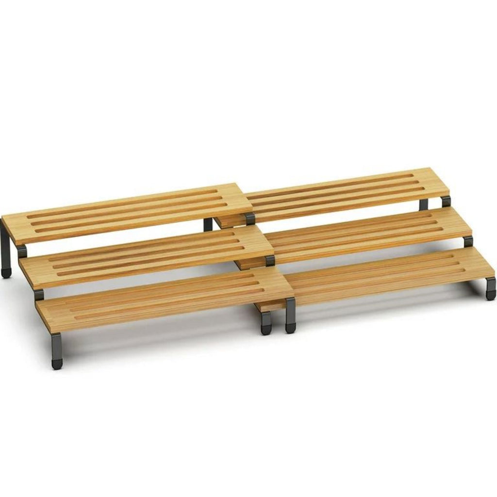 3 Tier Bamboo Spice Rack Freestanding Expandable Seasoning Jars Shelf