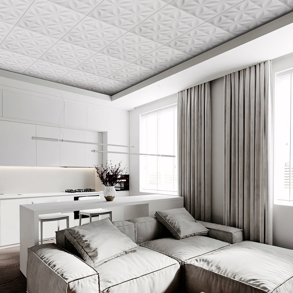 PVC 2 ft. x 2 ft. Embossing Drop in Ceiling Tile (48 sq.ft./case)