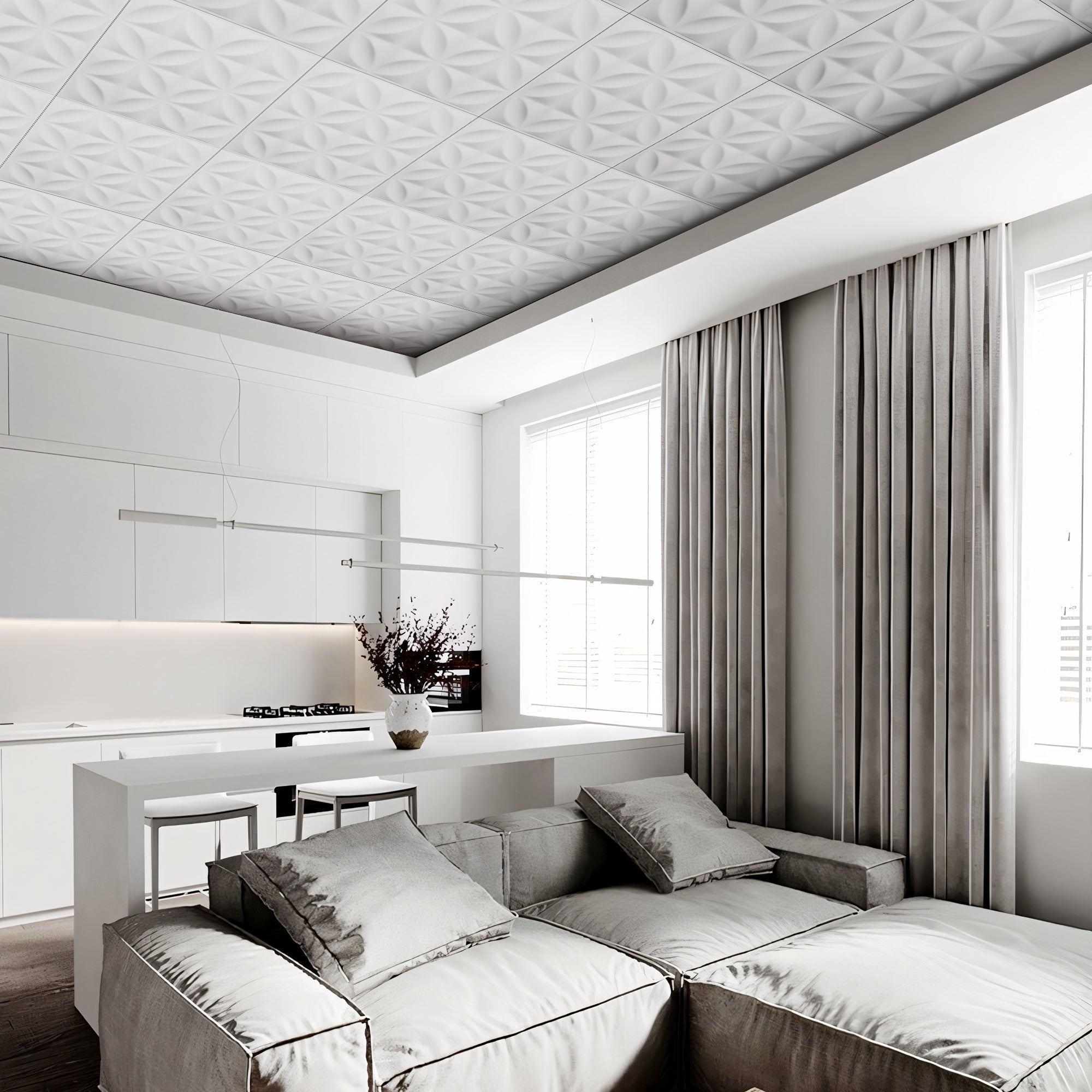 PVC 2 ft. x 2 ft. Embossing Drop in Ceiling Tile (48 sq.ft./case)