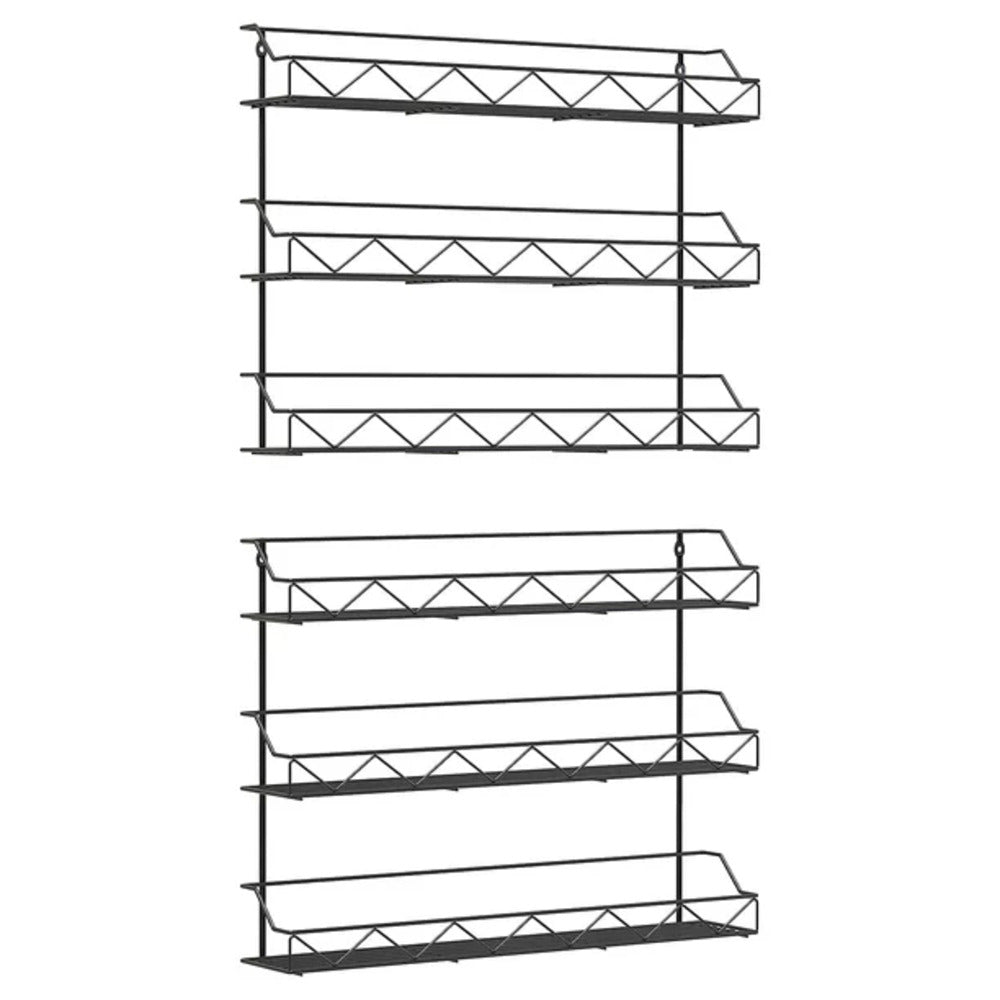 2 of Shelves 3-Tier Black Wall Mount Spice Rack Organizer