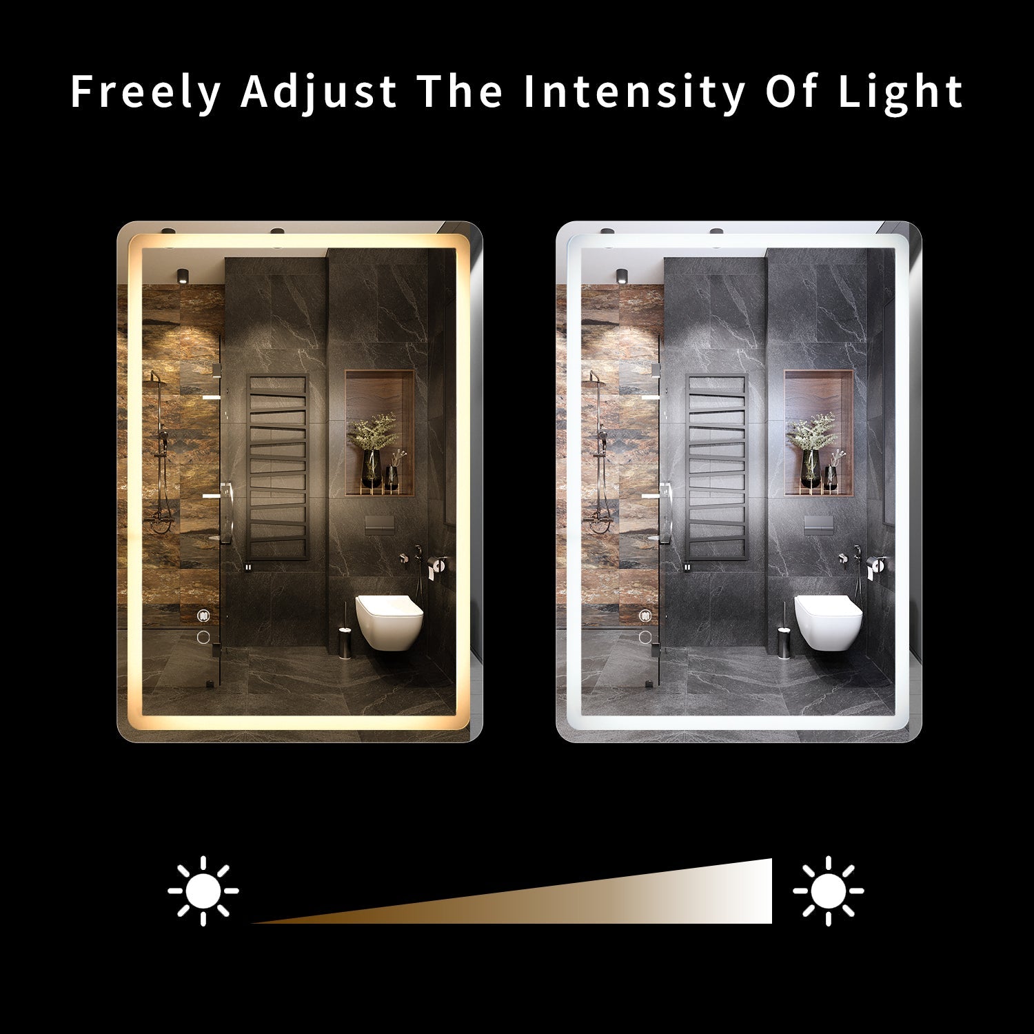 27.5 in. W x 35.4 in. H Rectangular Frameless Large Wall Anti-Fog Dimmable LED Bathroom Vanity Mirror