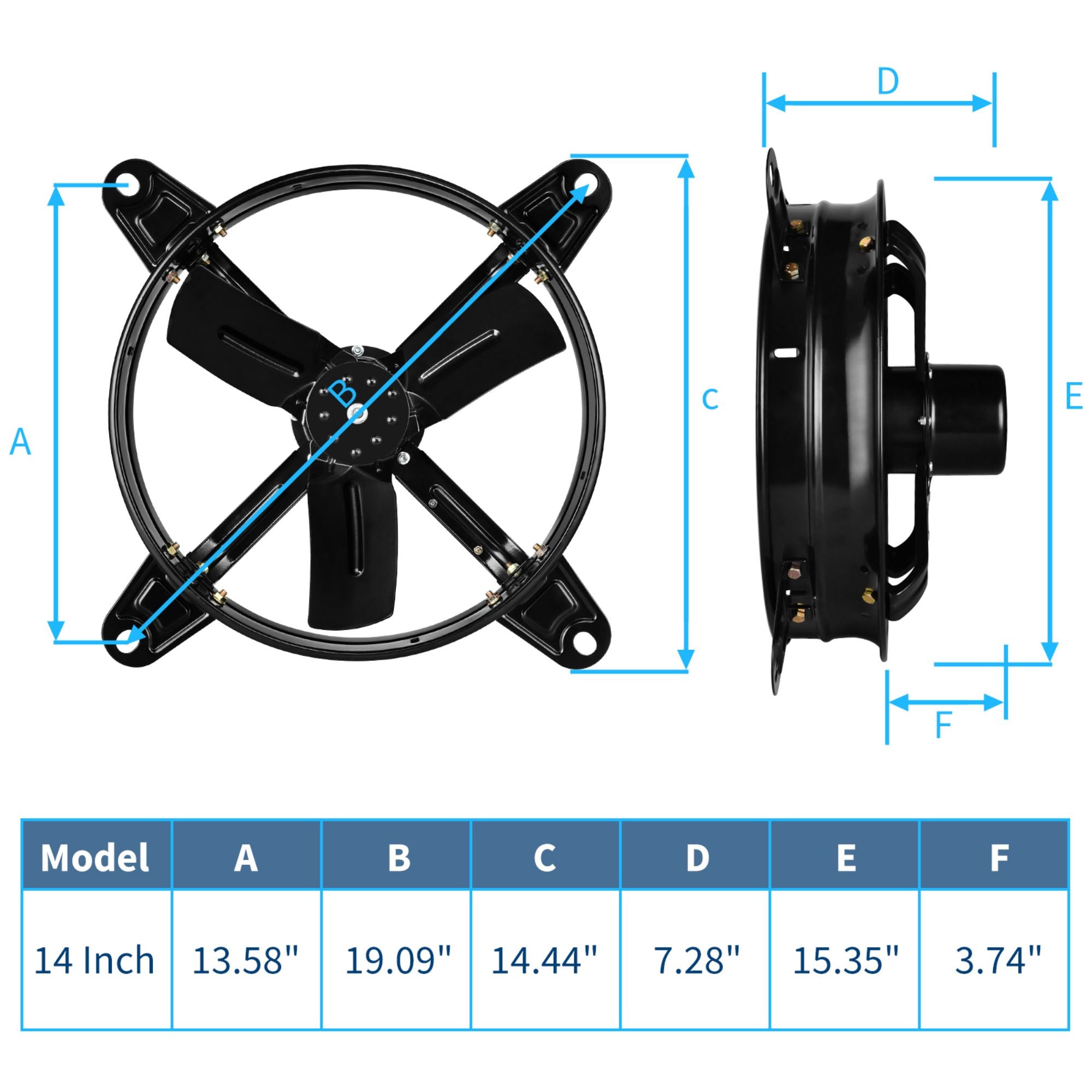 14 in. windor fan attic Gable Ventilator With Adjustable Temperature Thermostat in Black （1-Pack