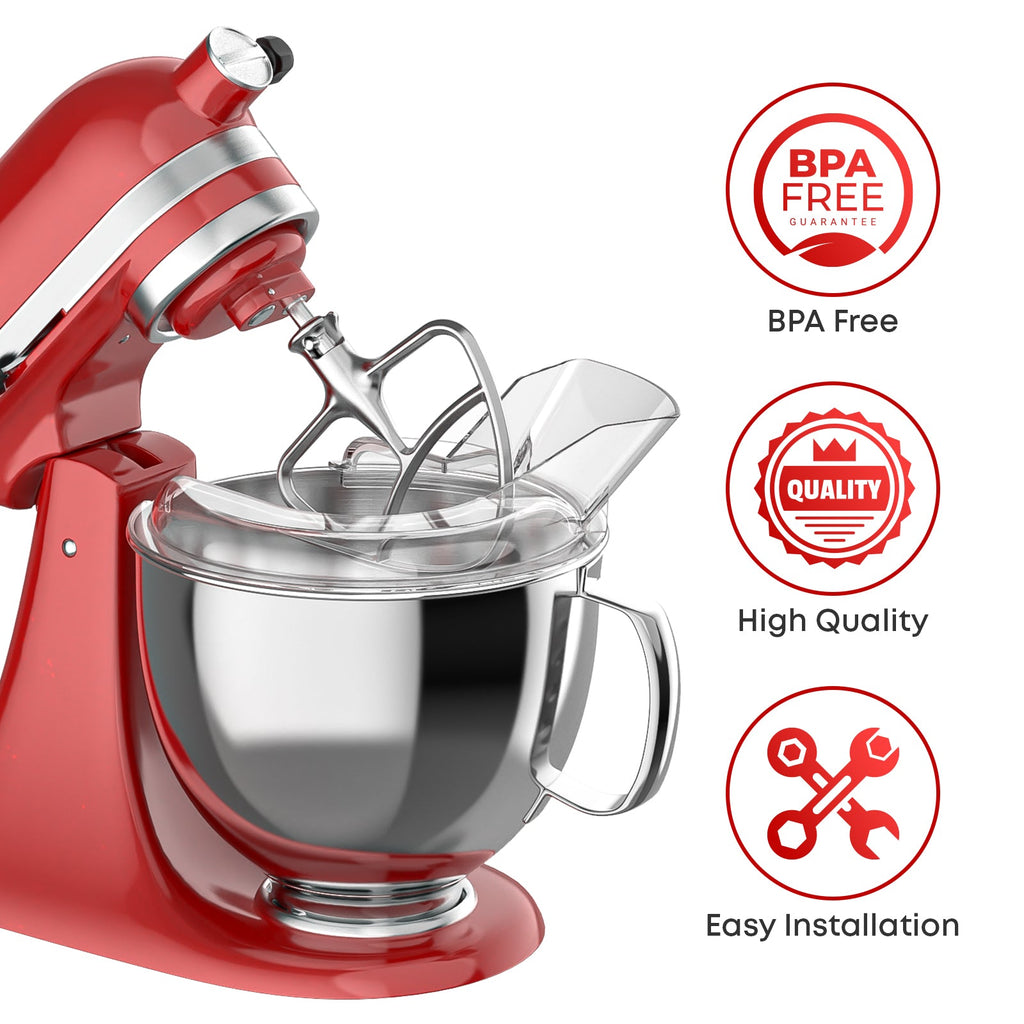 Pouring Shield for KitchenAid Stand Mixer, with Stainless Steel Paddle Attachment for Kitchenaid Mixer