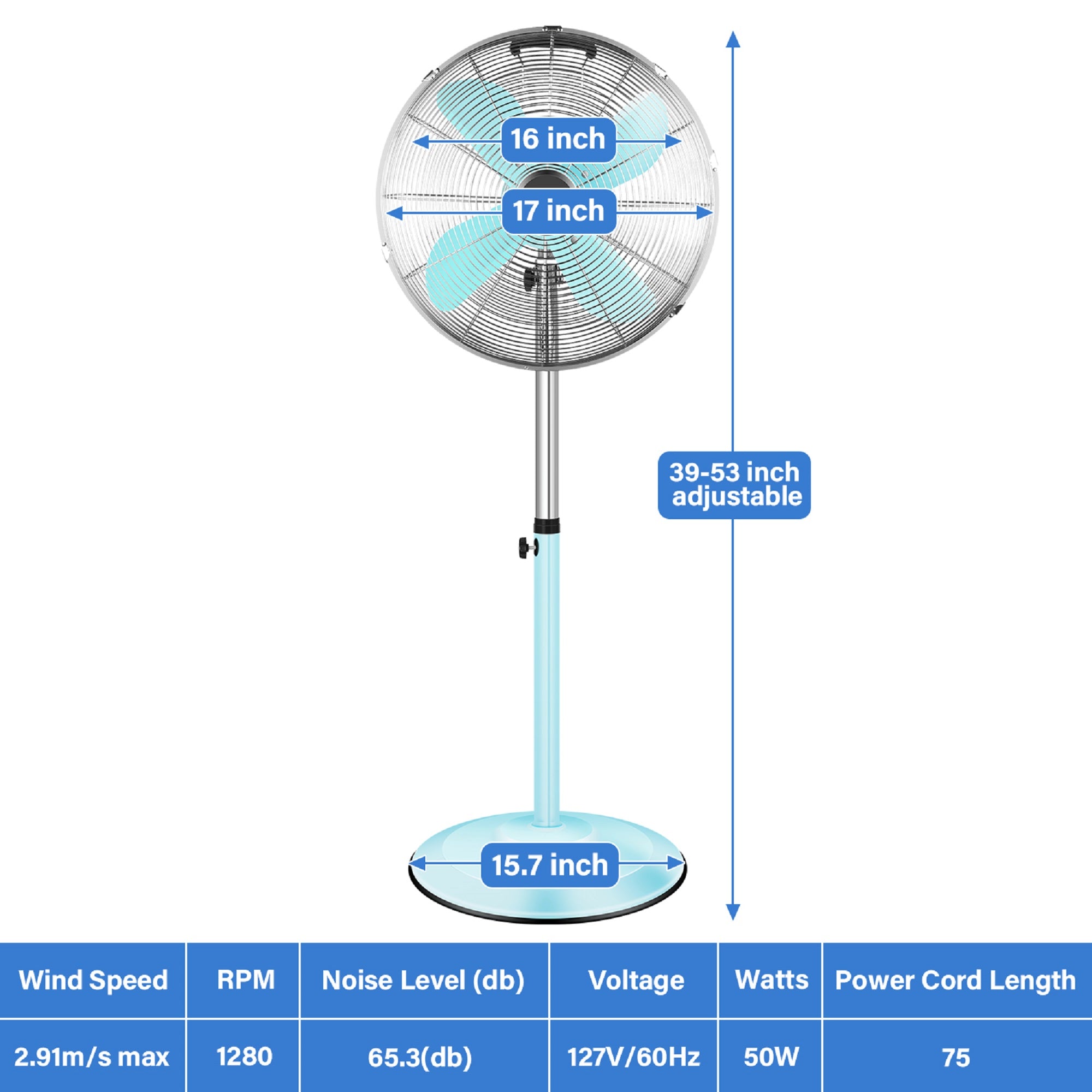 Premium Metal Stand Fan with Adjustable Height Low Noise Operation