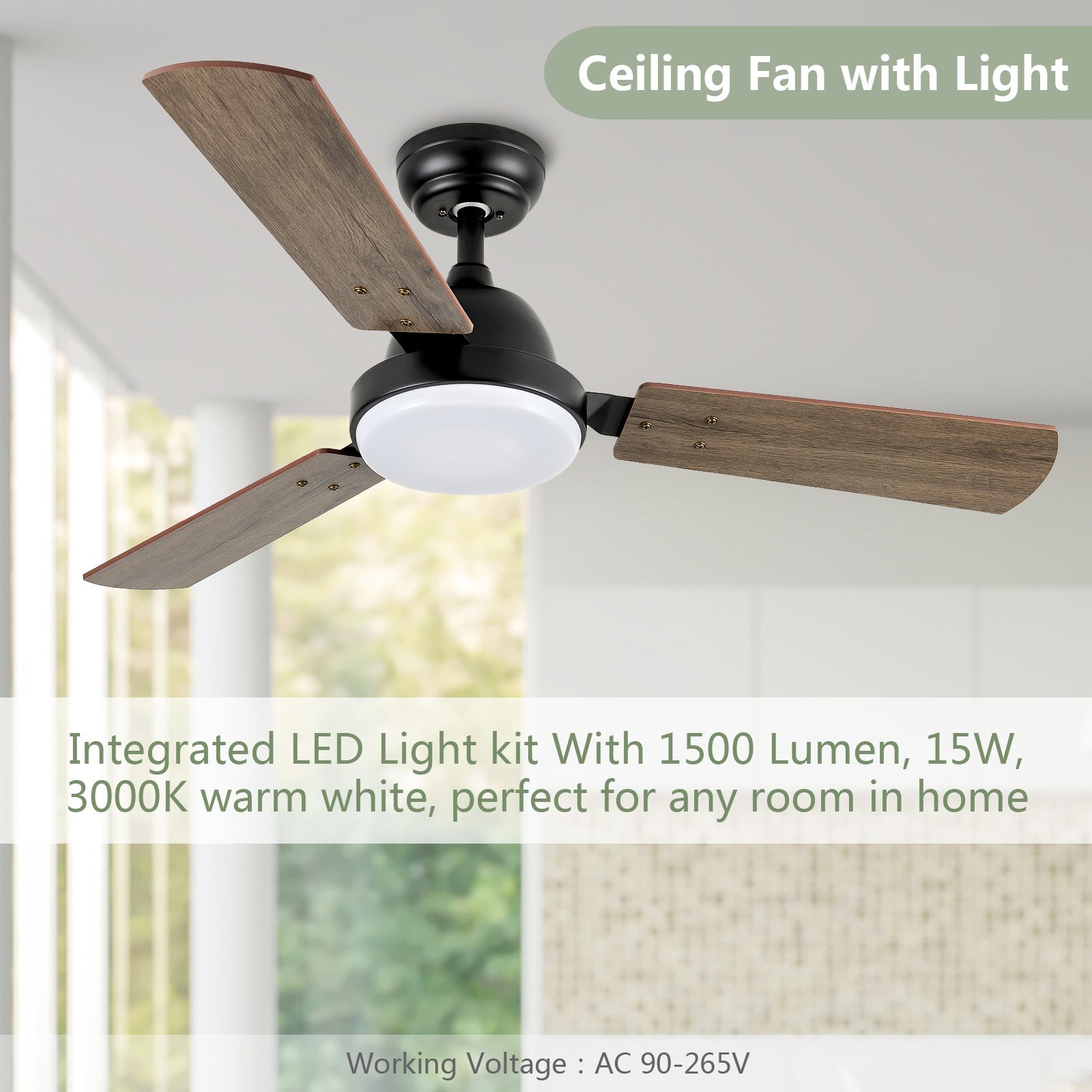 44 in. Ceiling Fan with LED Light and Remote, 6-Speeds, 2 Rotation Modes, Timer, Noble Bronze Finish