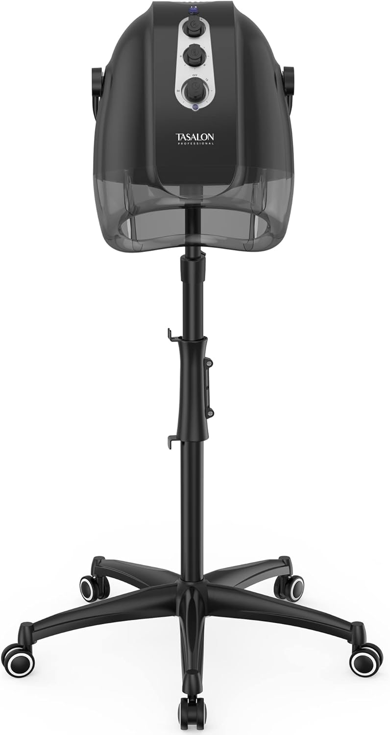 TASALON Ionic Hooded Hair Dryer, Professional Bonnet Hair Dryer for Home and Salon with 3 Temperature Settings