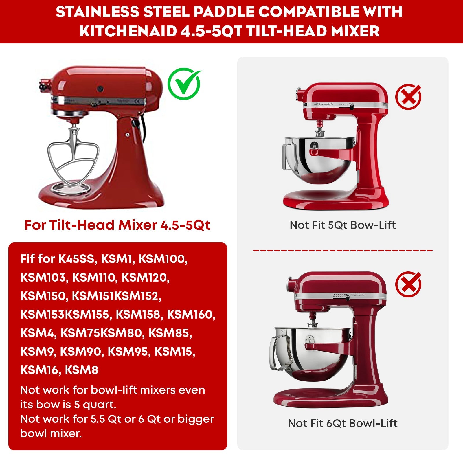 Pouring Shield for KitchenAid Stand Mixer, with Stainless Steel Paddle Attachment for Kitchenaid Mixer