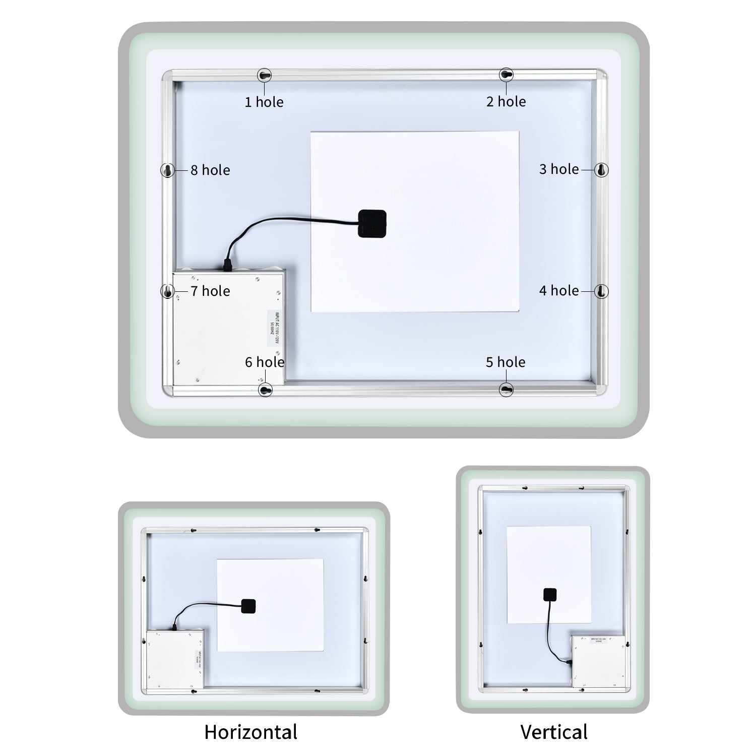 27.5 in. W x 35.4 in. H Rectangular Frameless Large Wall Anti-Fog Dimmable LED Bathroom Vanity Mirror