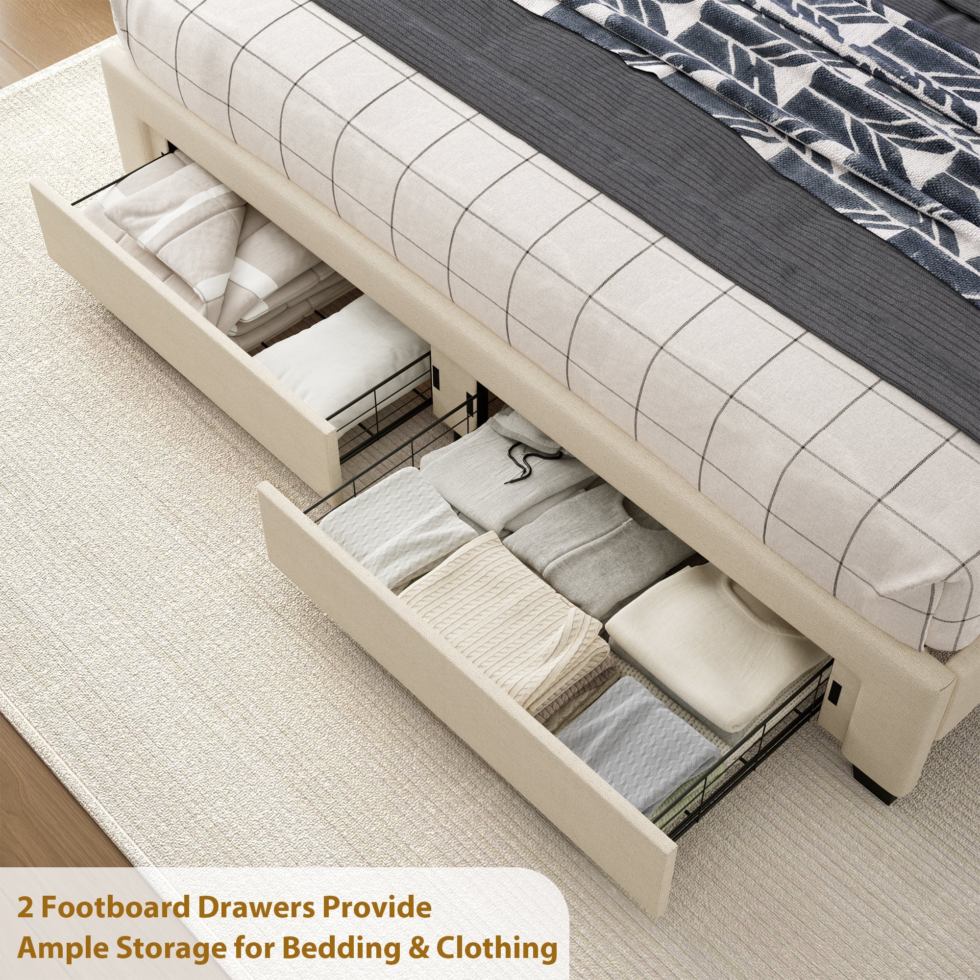Single Bed Frame With Storage Headboard, Upholstered Bed Frame With Drawers, Charging Station, And Led Lighting