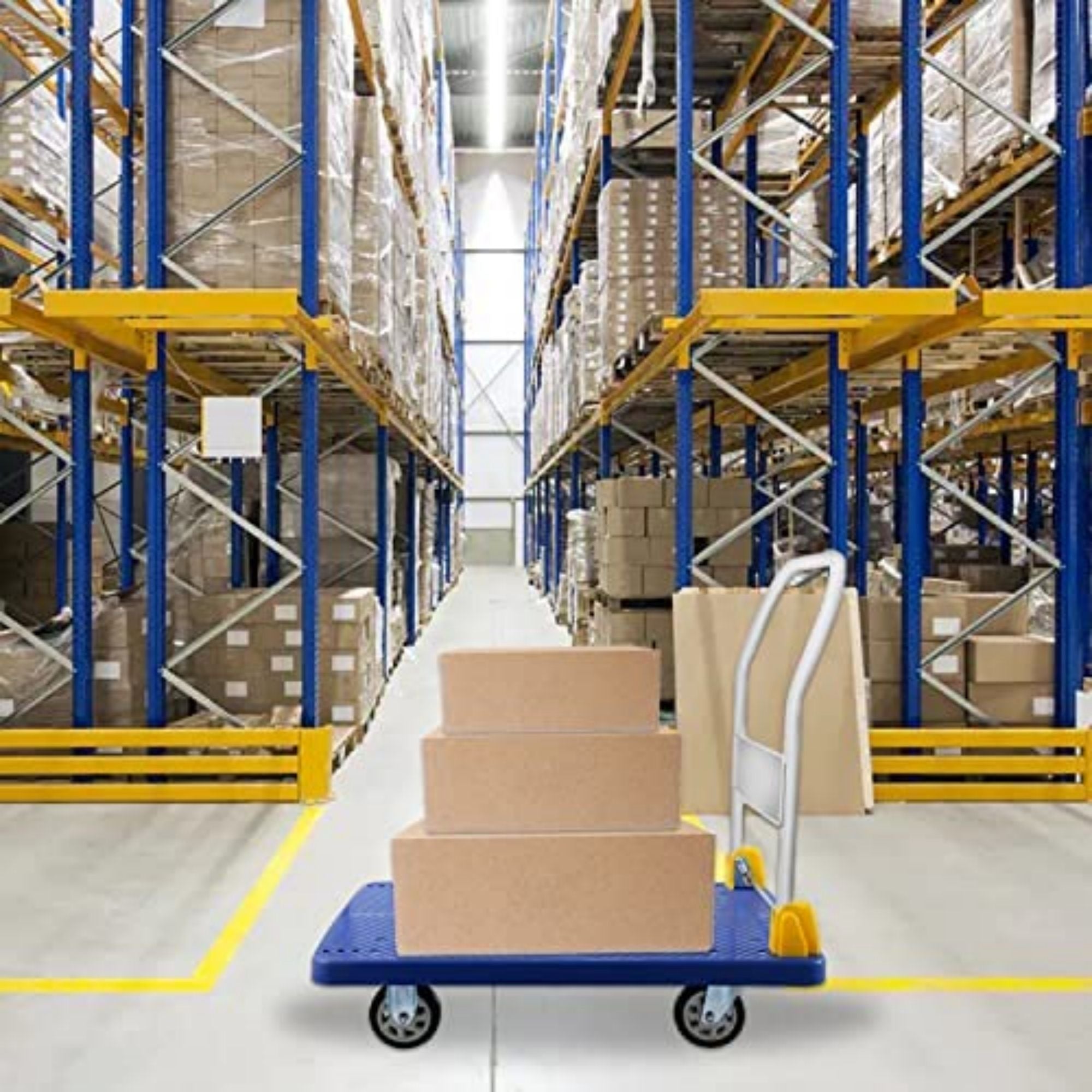 880 lbs. Platform Truck With 360-Degree Swivel Wheels Foldable Push Hand Cart