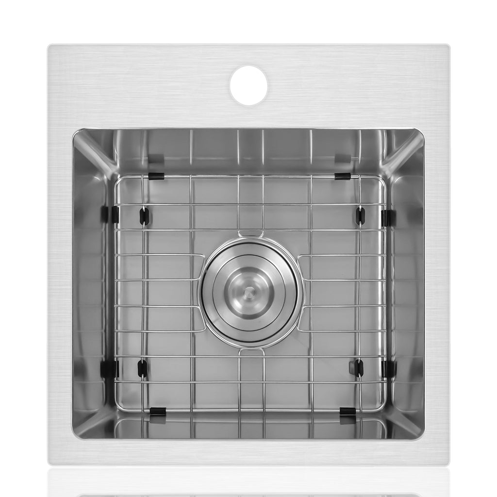 16 Gauge Stainless Steel 15 in. Single Bowl Drop-in Bar Sink
