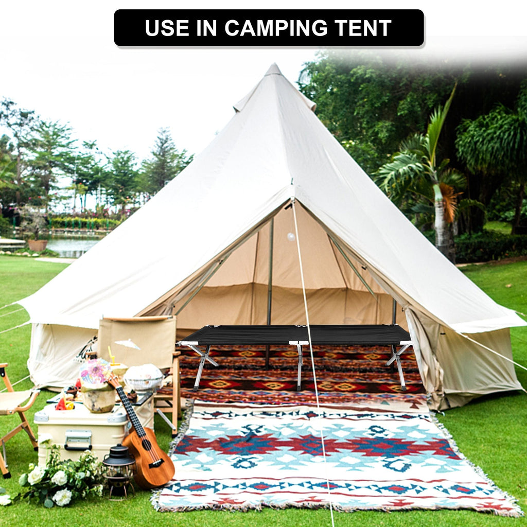 Portable Folding Camping Cot. 74.8 in. x 24.8 in. x 17 in. in Black