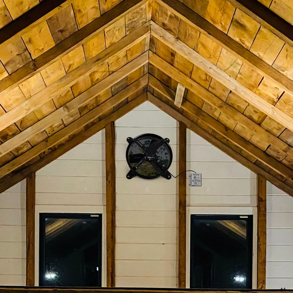 14 in. windor fan attic Gable Ventilator With Adjustable Temperature Thermostat in Black （1-Pack