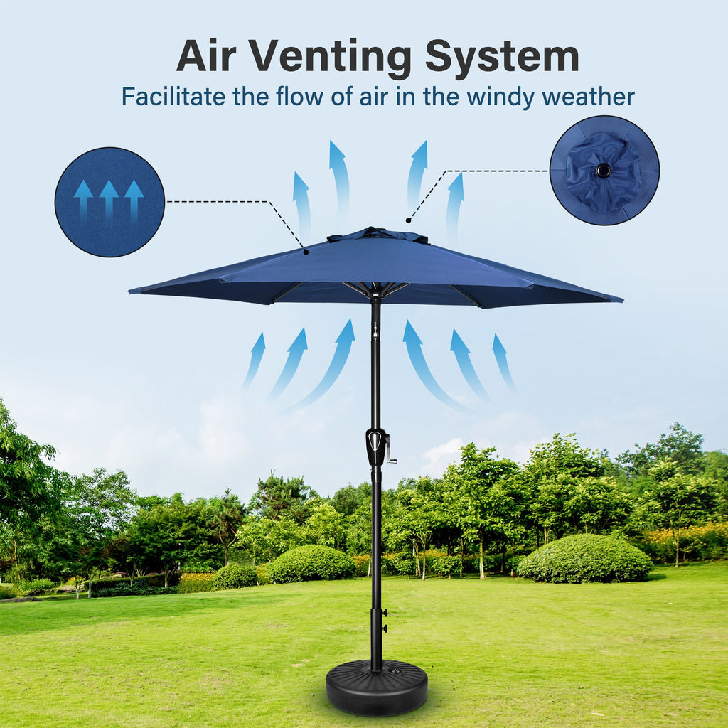 7.5 ft. Steel Market Tilt Patio Umbrella in Blue