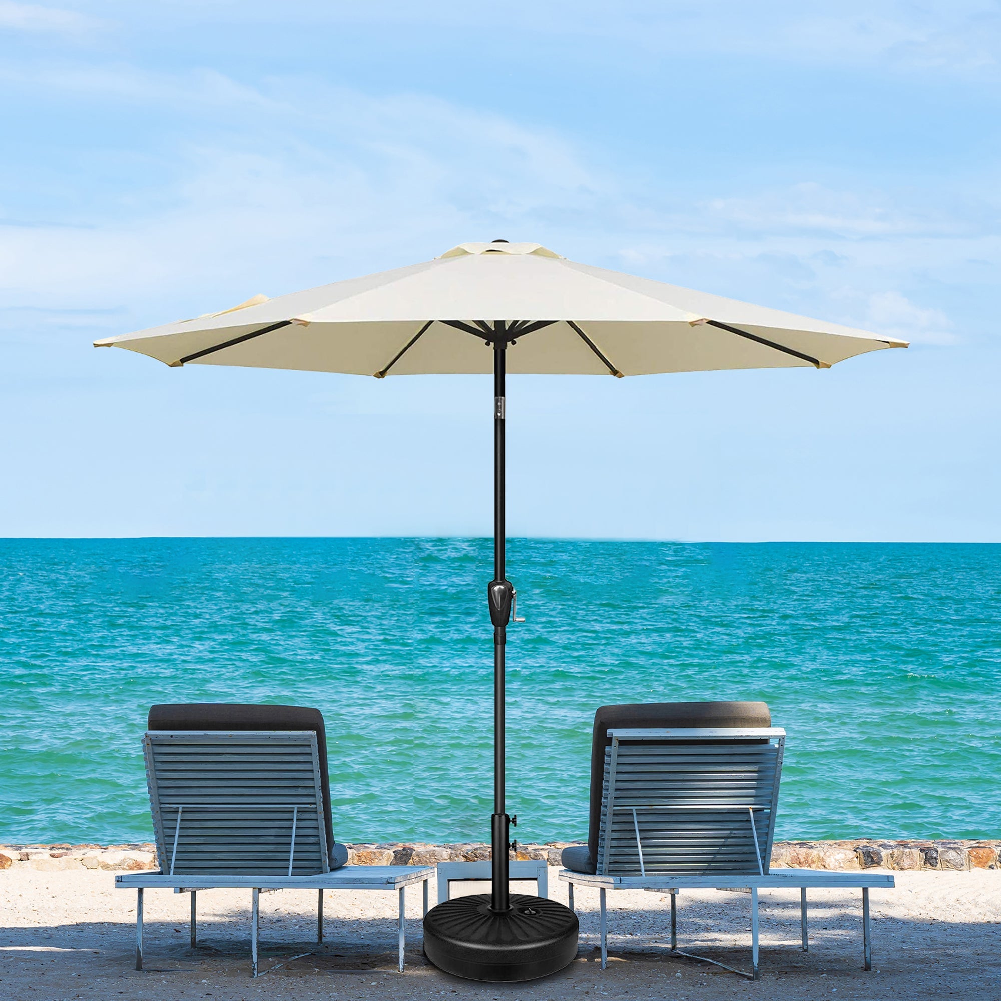 9 ft. Steel Market Tilt Patio Umbrella in Beige