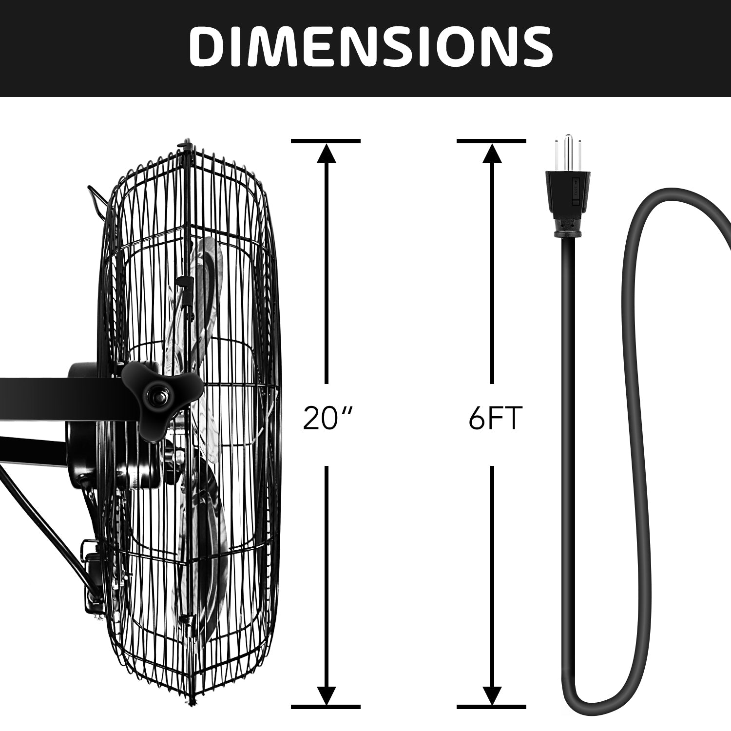 20 in 3-speed Switches industrial Wall-Mount Fan in Adjustable Tilt