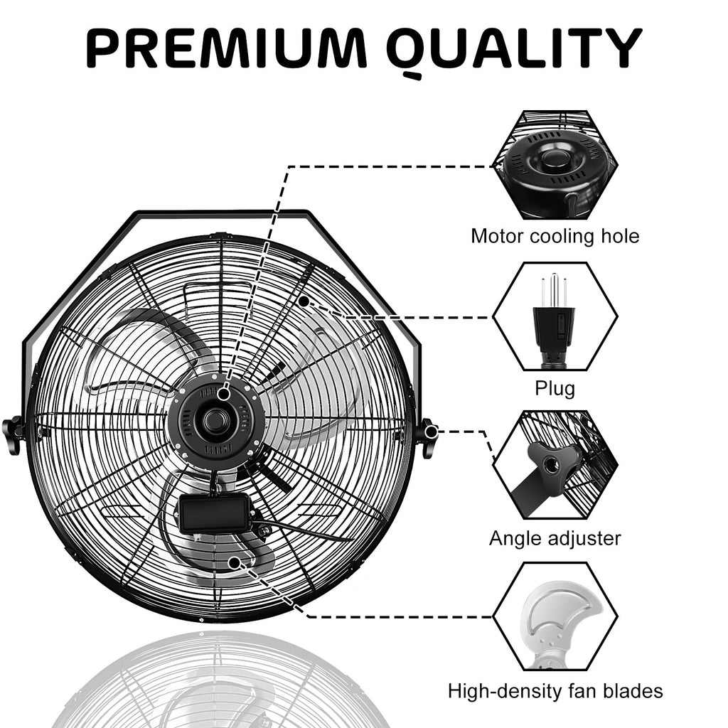 18 in 3-speed Switches industrial Wall-Mount Fan in Adjustable Tilt