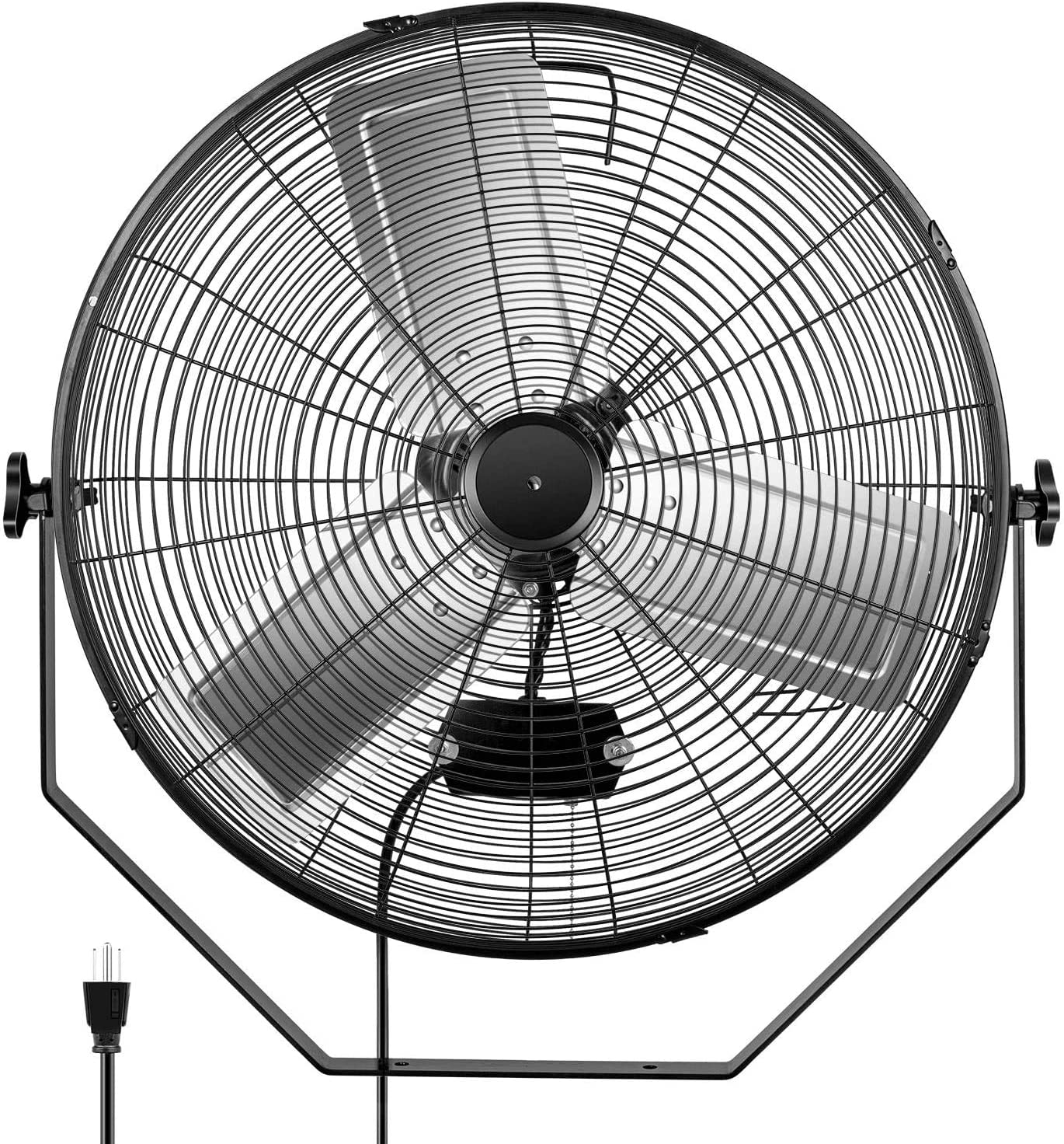 24 in 3-Speed Round High Velocity Air Movement Mounted Wall Ceiling Fan