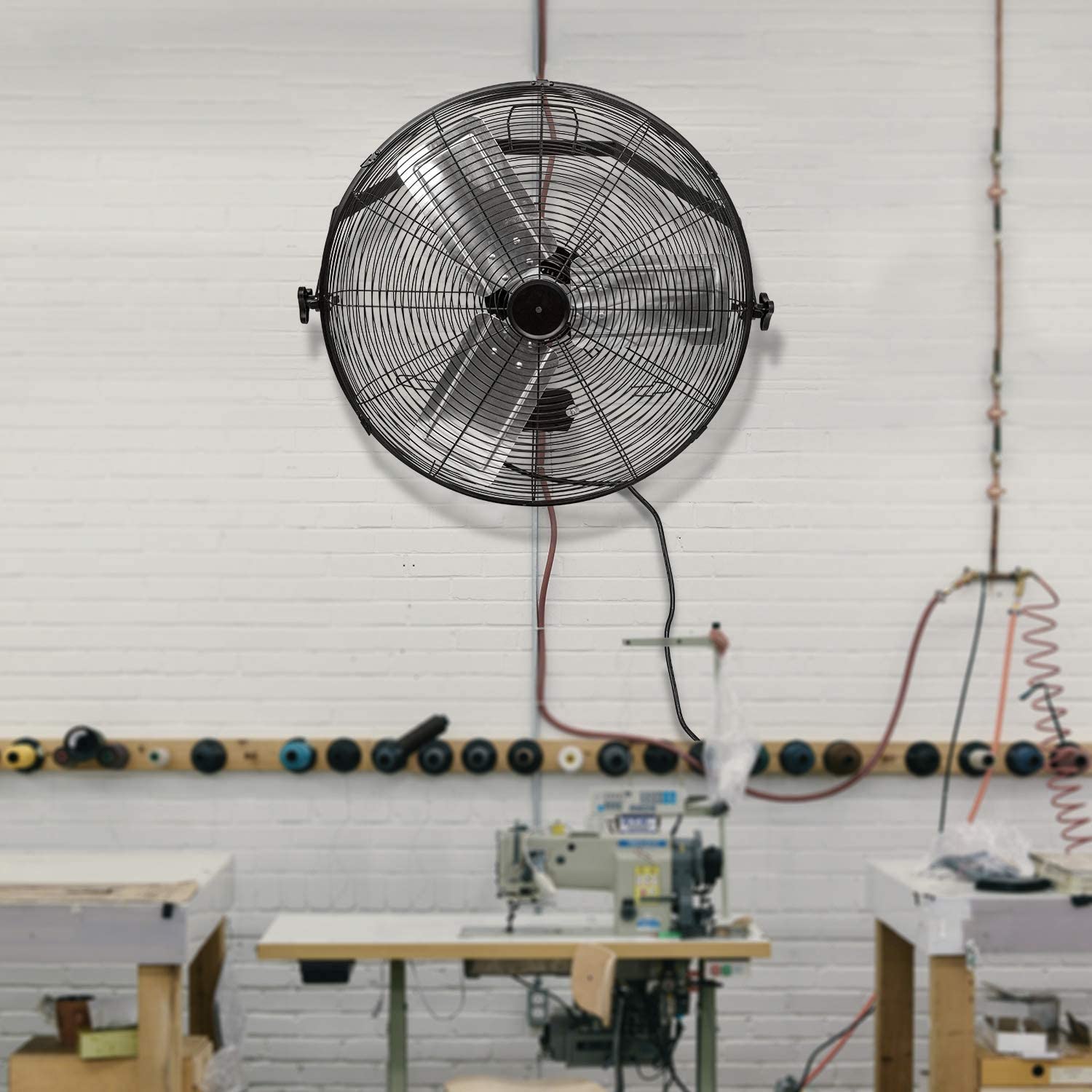 24 in 3-Speed Round High Velocity Air Movement Mounted Wall Ceiling Fan
