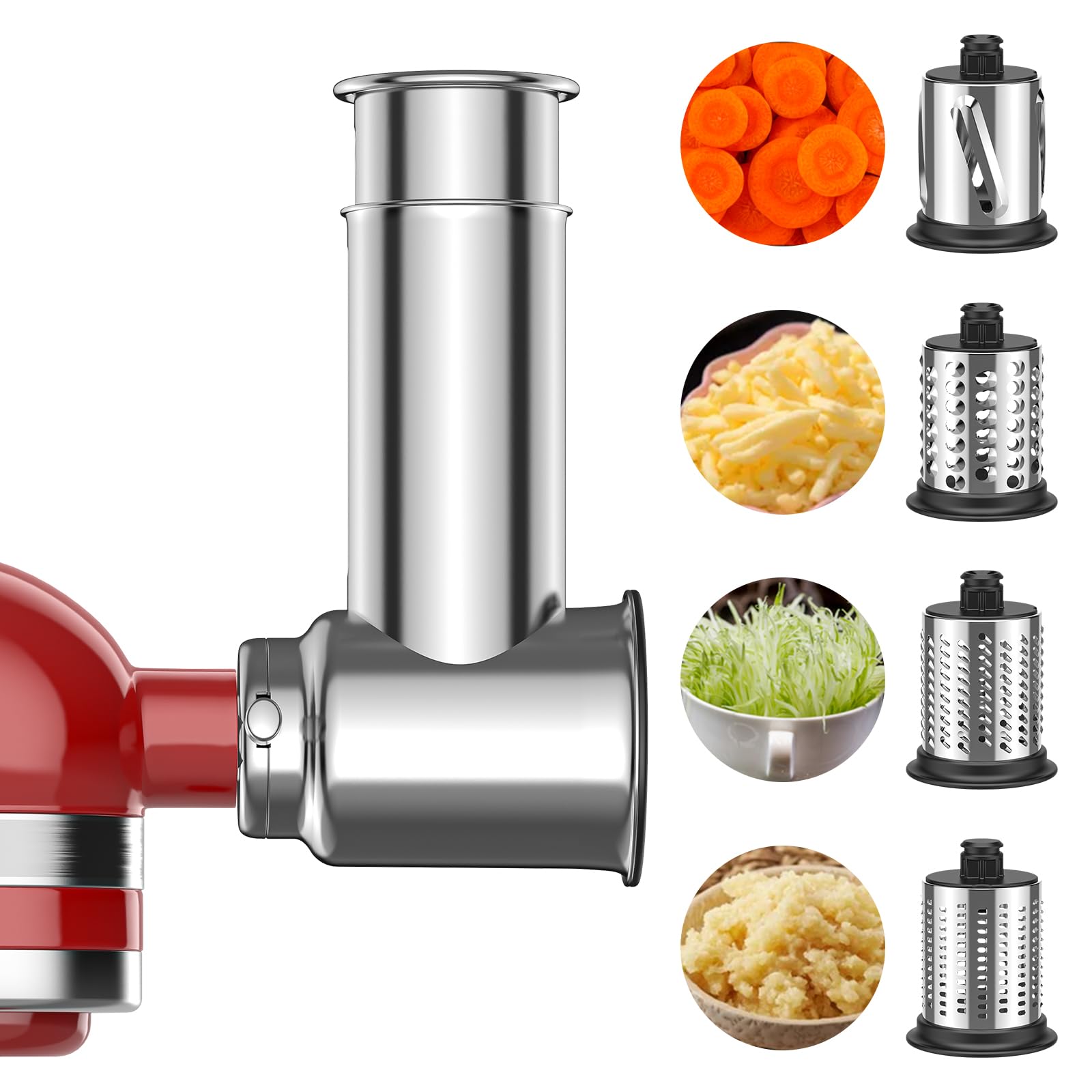 Silver Stainless Steel Slicer Shredder Attachment for Kitchen Aid Mixers