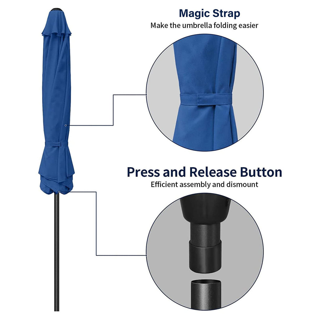 9 ft. Steel Market Tilt Patio Umbrella in Blue