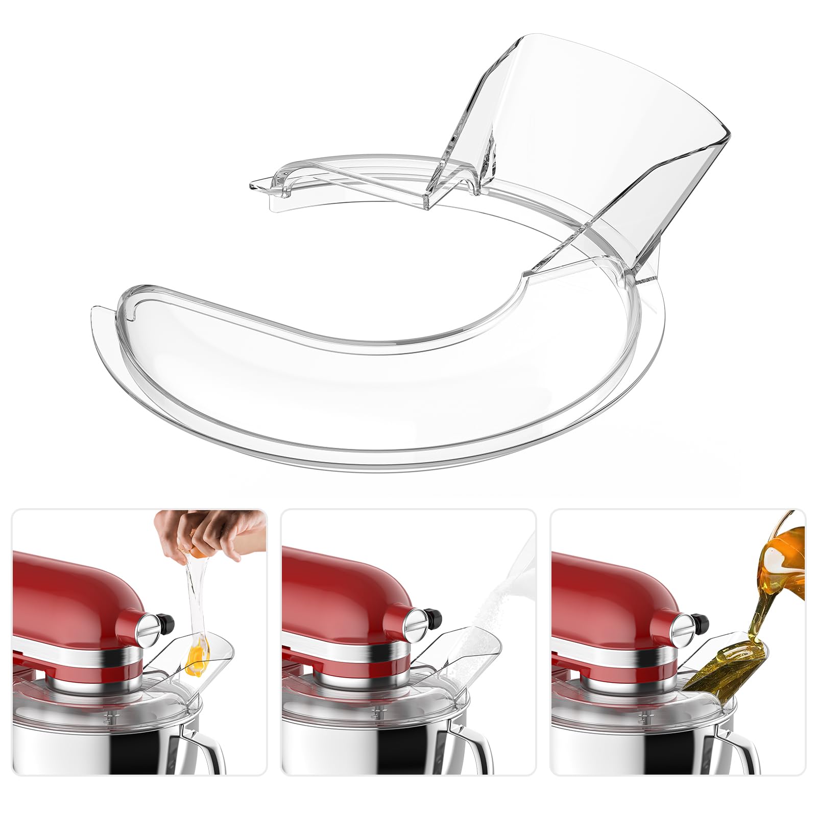 Pouring Shield for Kitchen Aid 4.5 and 5-Quart Tilt-Head Stand Mixers, Dishwasher Safe