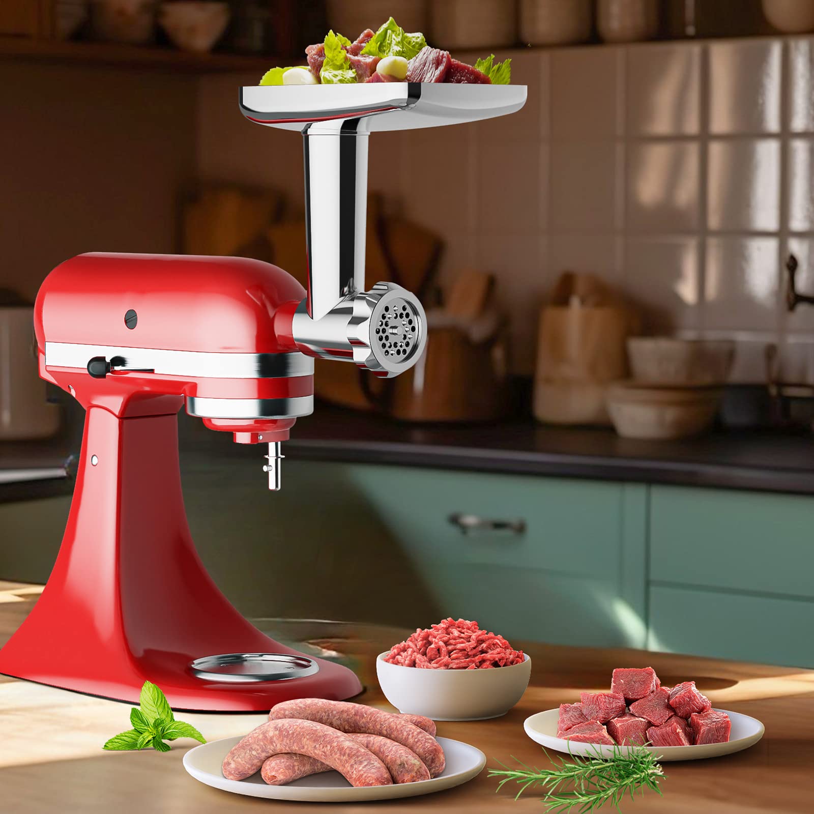 Stainless Steel Meat Grinder Attachment for KitchenAid Stand Mixers
