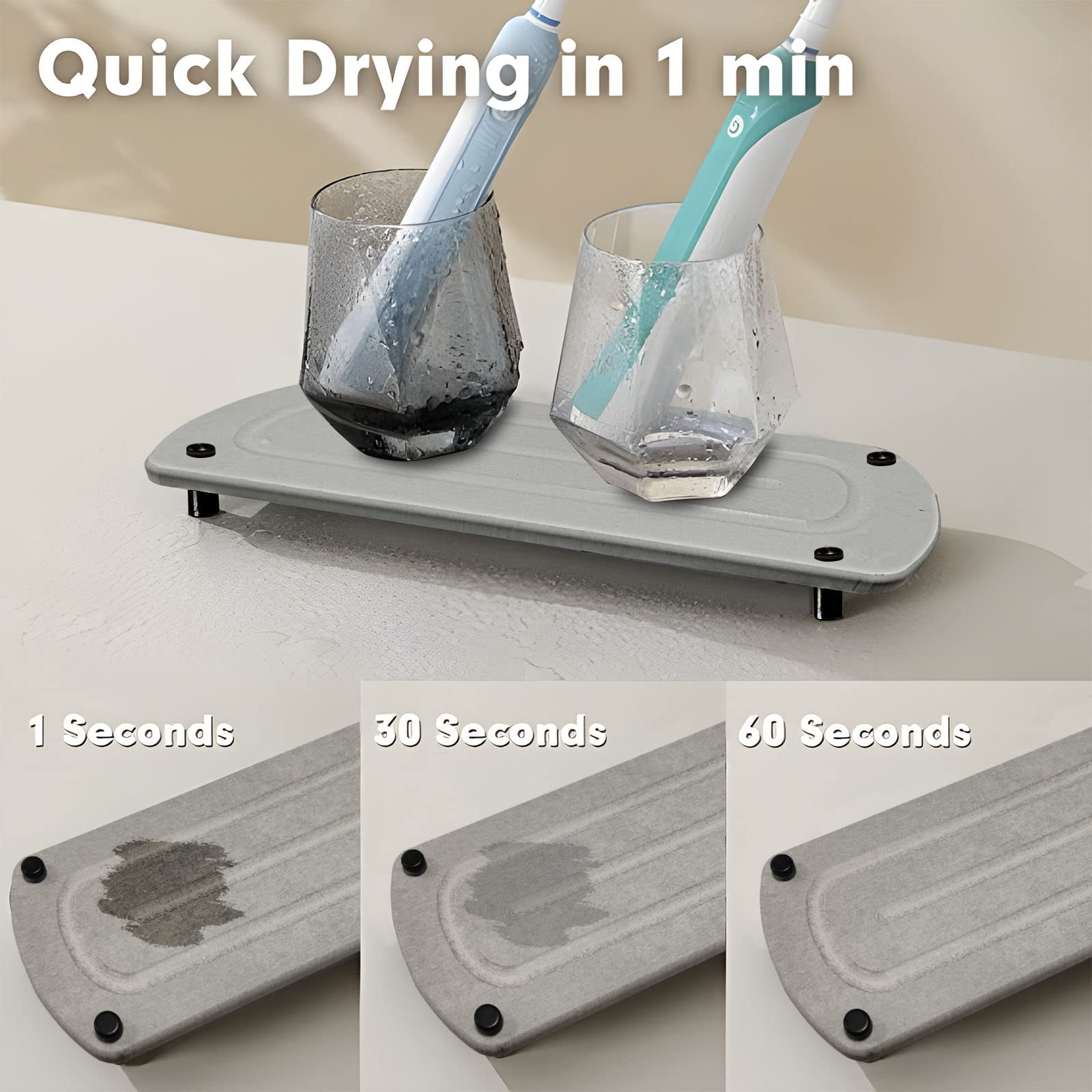 2PCS Fast Instant Drying Stone Tray Under-sink Brush Soap Storage Organizer