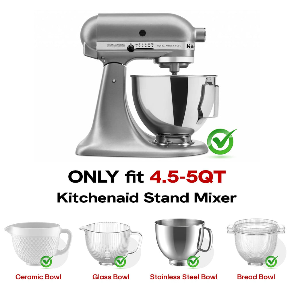 Pouring Shield for Kitchen Aid 4.5 and 5-Quart Tilt-Head Stand Mixers, Dishwasher Safe