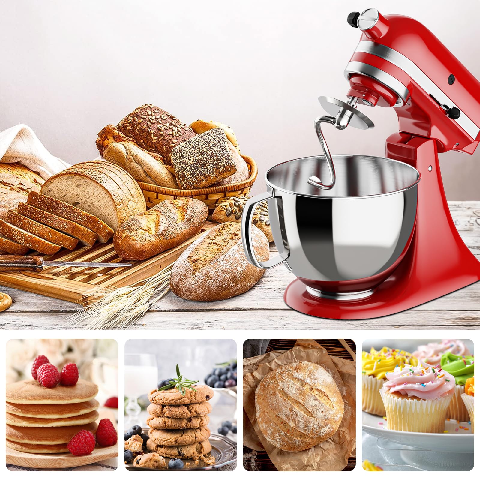 Stainless Steel Spiral Dough Hook for KitchenAid Stand Mixer, Fits 4.5-5 qt. Mixing Bowl, Dishwasher Safe
