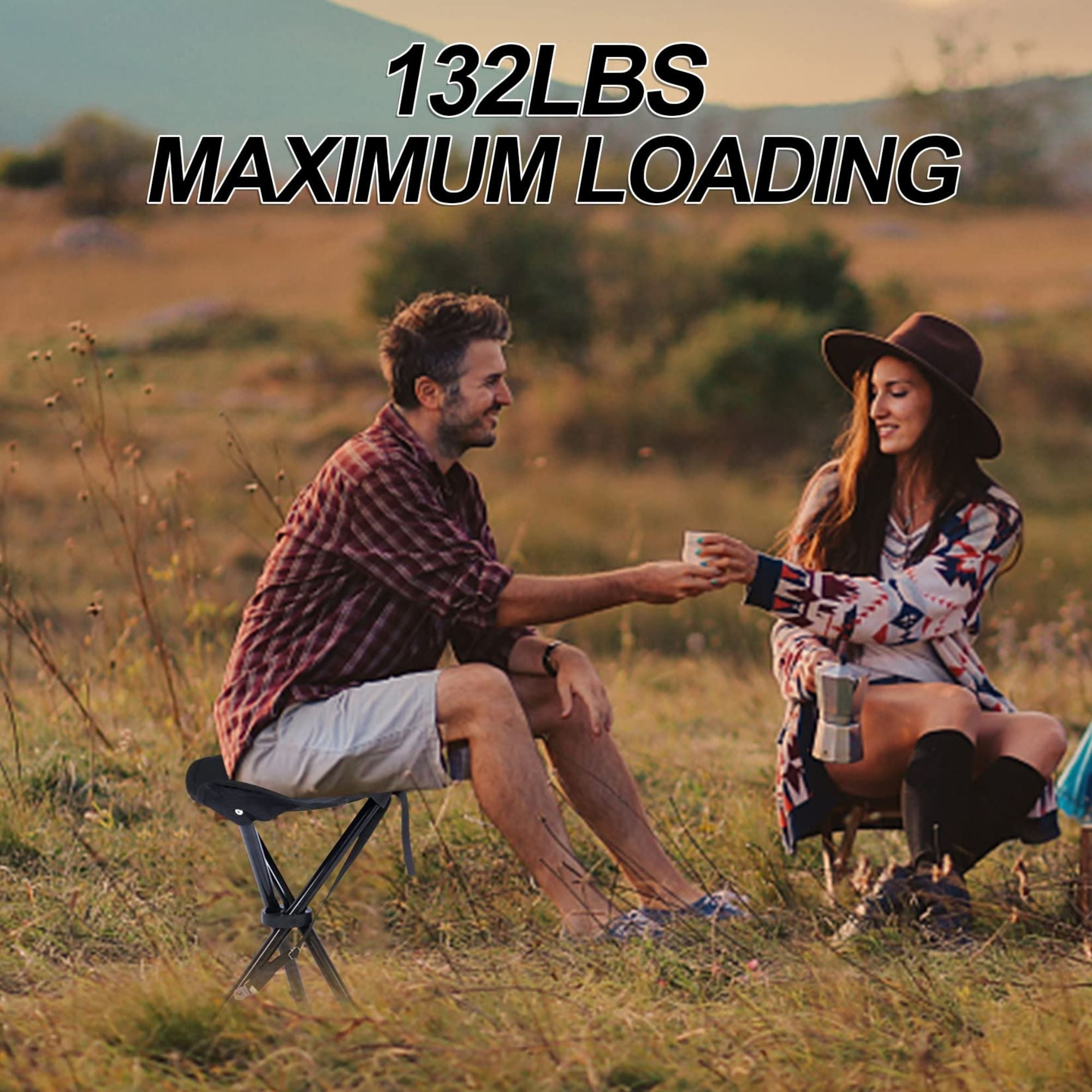 18.9 in x 1.65 in. , Black Ultralight Camping Chair Made of Premiun material